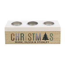 Personalised Christmas Tree Triple Tea Light Box